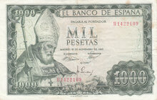 SPAIN P.151 - 1000 Pesetas 1965 VF