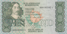 SOUTH AFRICA P.120e - 10 Rand ND 1990 VF