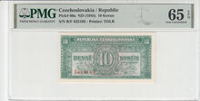 CZECHOSLOVAKIA-P.60a-10-Korun-1945-PMG-65-EPQ