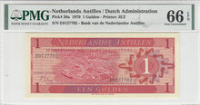 NETHERLANDS ANTILLES P.20a - 1 Gulden 1970 PMG 66 EPQ