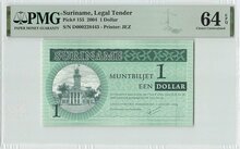 SURINAME P.155 - 1 Dollar 2004 PMG 64 EPQ