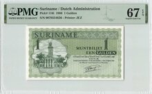 SURINAME-P.116i-1-Gulden-1986-PMG-67-EPQ