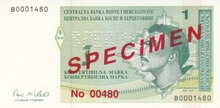 BOSNIA HERCEGOVINA P59s - 1 Convertible Marka ND 1998 Specimen