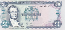JAMAICA P.71e - 10 Dollars 1994 UNC