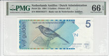 NETHERLANDS-ANTILLES-P.22c-5-Gulden-1994-PMG-66-EPQ