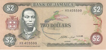 JAMAICA P.69e - 2 Dollars 1993 UNC