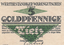 RHEINLAND 5 Goldpfennig 1923 Aachen XF