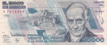 MEXICO P.92b - 20.000 Pesos 1989 aXF
