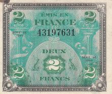 FRANCE P.114a - 2 Francs 1944 AU stain