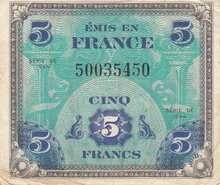 FRANCE P.115a - 5 Francs 1944 Fine/VF