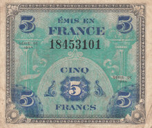 FRANCE P.115a - 5 Francs 1944 F/VF