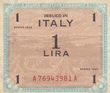 ITALY M.10a - 1 Lira 1943 XF