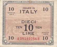 ITALY M.13a - 10 Lire 1943 VF