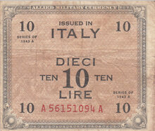 ITALY M.13a - 10 Lire 1943 Fine/VF