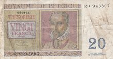 BELGIUM P.132b - 20 Francs 1956 Fine