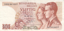 BELGIUM P.139 - 50 Francs 1966 VF