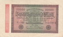 GERMANY P.85a - 20.000 Mark 1923 XF/AU min. Edge tear