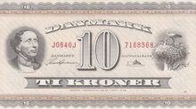 DENMARK P.44w - 10 Kroner 1964 XF