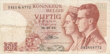 BELGIUM P.139 - 50 Francs 1966 VF