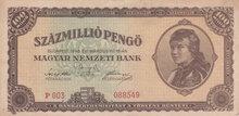 HUNGARY P.124 - 100.000.000 Pengö 1946 VF