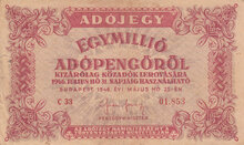 HUNGARY P.140a - 1000.000 Adópengö 1946 Fine