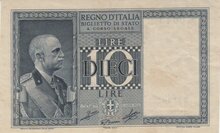 ITALY P.25c - 10 Lire 1939 XF