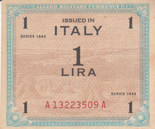 ITALY M.10b - 1 Lira 1943 XF