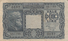 ITALY P.32a - 10 Lire 1944 VF