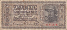 UKRAINE P.53 - 20 Karbowanez 1942 Fine