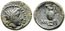 Aeolis, Myrina. 2nd-1st centuries BC. Æ 13mm 1.97 g. Amphora
