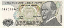 TURKEY P.193 - 10 Lira L.1970 (1982) UNC