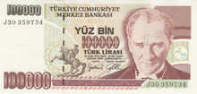 TURKEY P.206 - 100.000 Lira L.1970 (1997) UNC