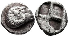 Troas, Kebren. 5th century BC. AR Hemiobol 6mm, 0.40 g. Ram
