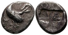 Troas, Dardanos. Late 6th-early 5th centuries BC. AR Obol 8mm, 0.63 g. Cock