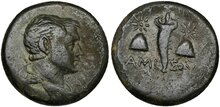 Pontos, Amisos. Circa 125-100 BC.  Æ 18mm, 4.30 g. Perseus
