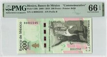 MEXICO P.129b - 200 Pesos 2008 / 2010 Commemorative PMG 66 EPQ