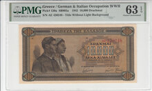 GREECE-P.120a-10.000-Drachmai-1942-PMG-63-EPQ