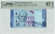 COSTA-RICA-P.275c-2000-Colones-2015-PMG-67-EPQ
