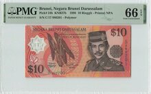 BRUNEI-P.24b-10-Ringgit-1998-PMG-66-EPQ