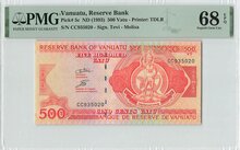 VANUATU-P.5c-500-Vatu-1993-PMG-68-EPQ-TOP-POP