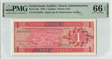NETHERLANDS ANTILLES P.20a - 1 Gulden 1970 PMG 66 EPQ