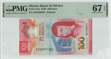 MEXICO P.131a - 100 Pesos 2020 Polymer PMG 67 EPQ