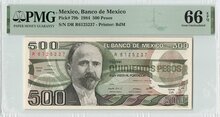 MEXICO P.79b - 500 Pesos 1984 PMG 66 EPQ