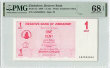ZIMBABWE P.33 - 1 Cent 2006 PMG 68 EPQ