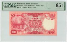 INDONESIA P.116 - 100 Rupiah 1977 PMG 65 EPQ