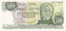ARGENTINA P.303c - 500 Pesos ND 1977-82 UNC