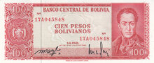 BOLIVIA P.164A - 10 Pesos Bolivianos L.1962 UNC