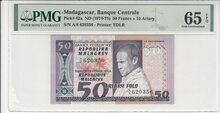 MADAGASCAR-P.62a-50-Francs-ND-1974-75-PMG-65-EPQ