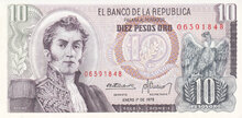 COLOMBIA P.407f - 10 Pesos Oro 1978 UNC