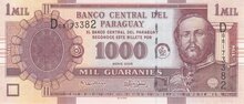 PARAGUAY P.222b - 1000 Guaranies 2005 UNC
